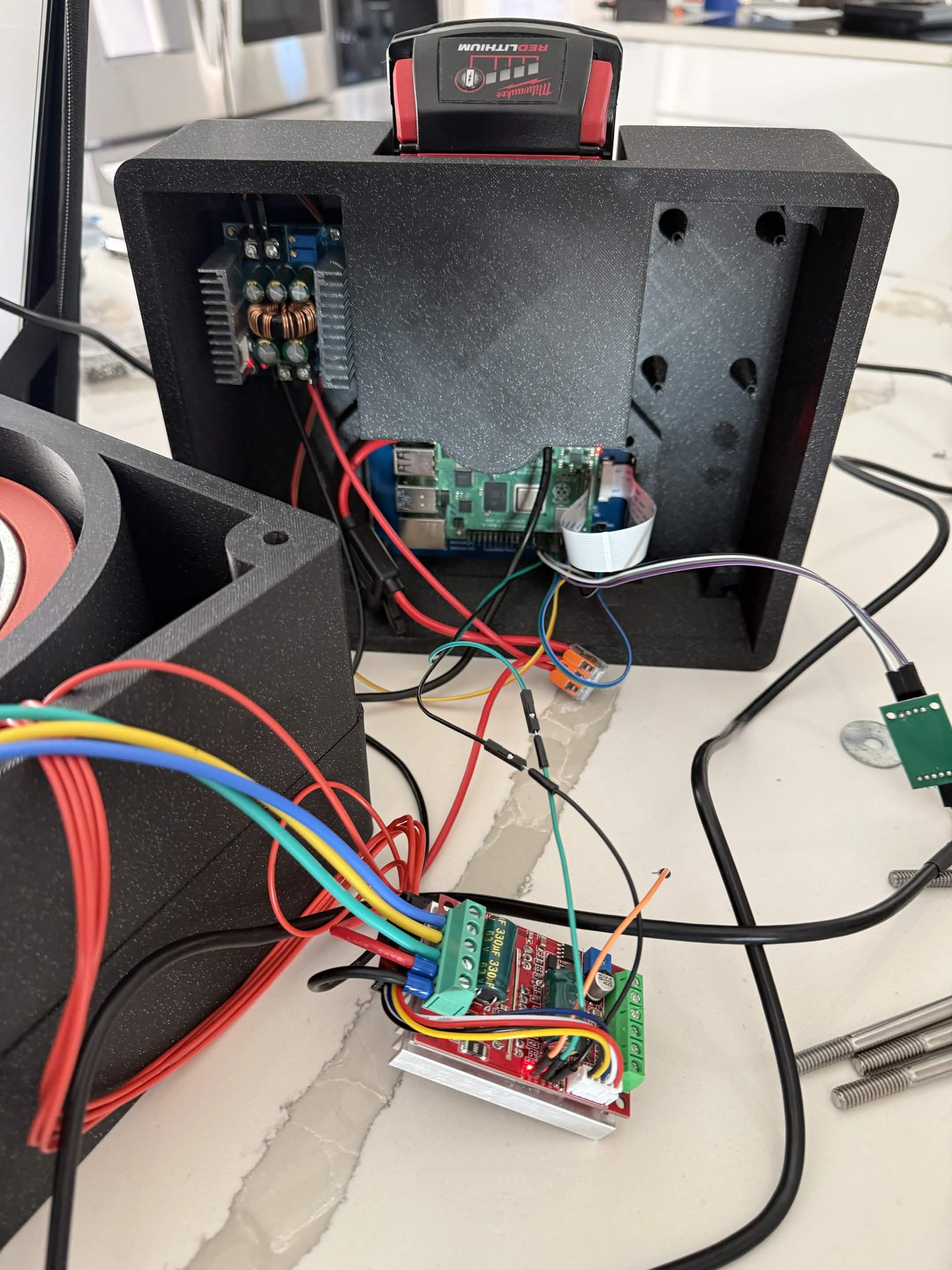 Samson Fit internal electronics — Raspberry Pi 4, motor driver, buck converter